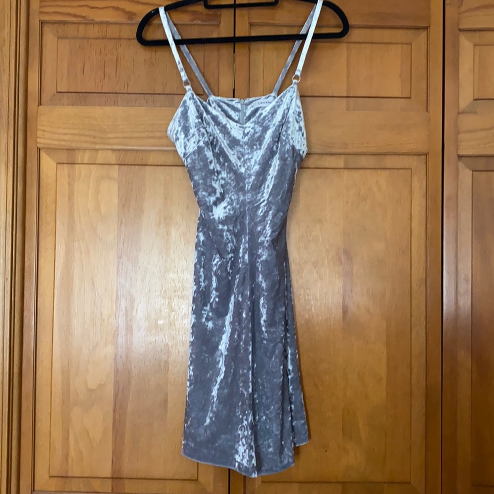 Calvin Klein Silver Velvet Special Occasion Dress